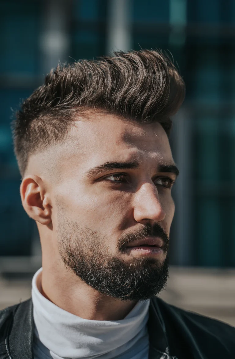 Defined beard line on the cheek
