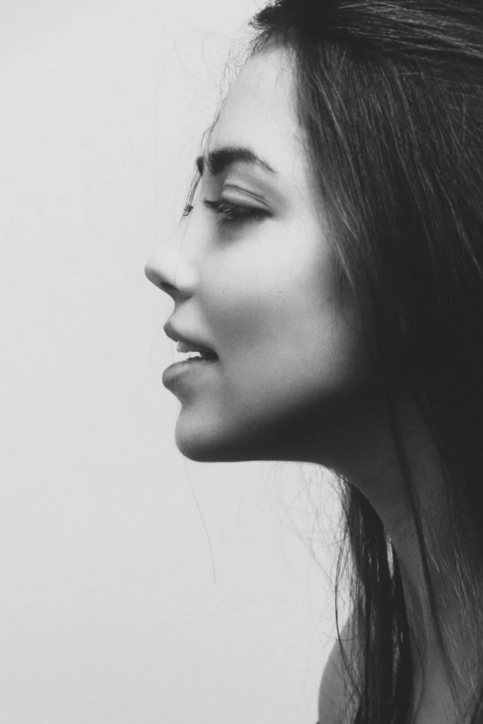 Balanced chin and jawline in side profile