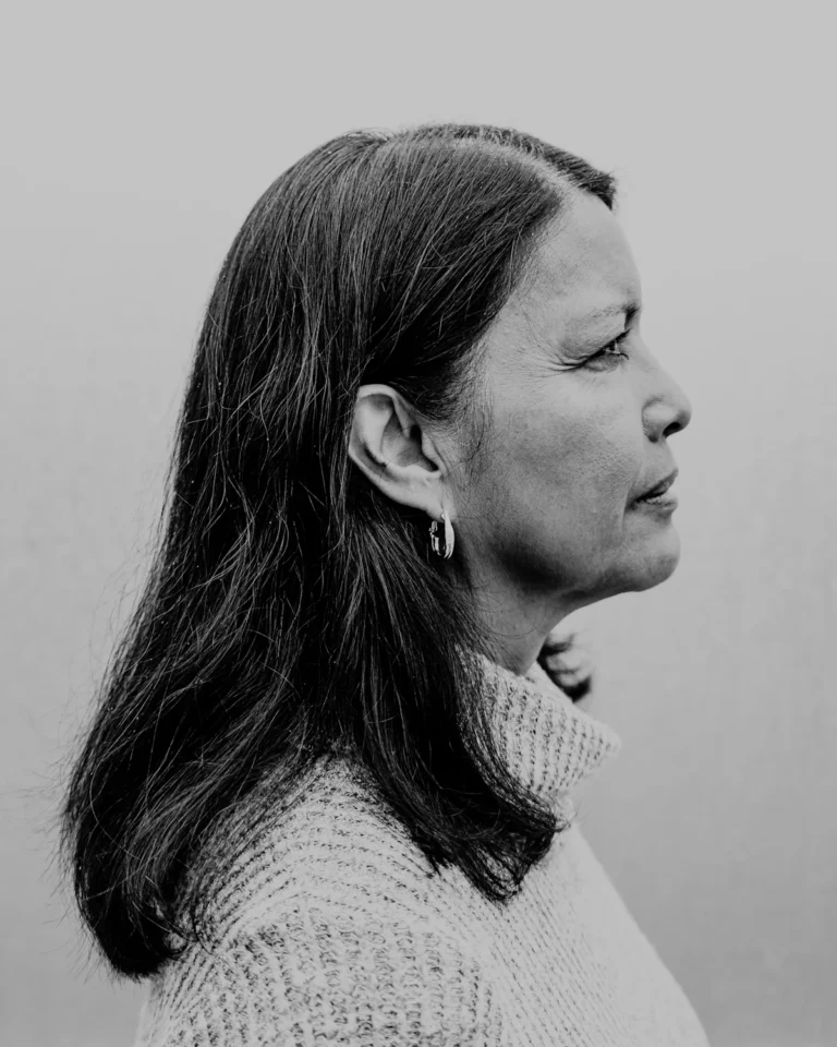 Female profile with defined chin