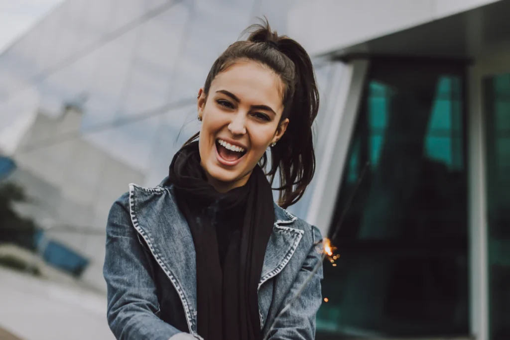 Dimple position on the cheek when smiling