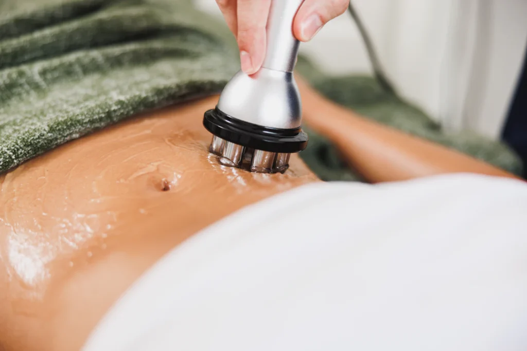 Non-invasive body contouring treatment on the abdomen