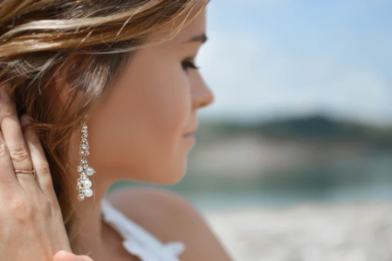Natural earlobe with a drop earring