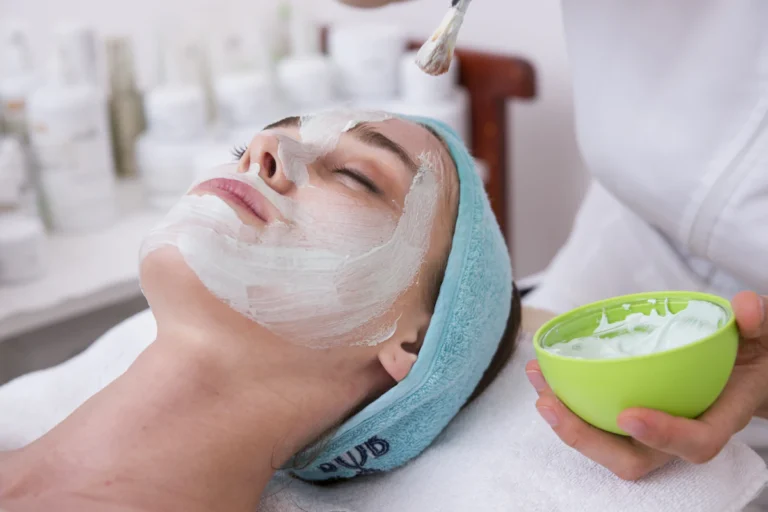 Facial mask during a skin treatment