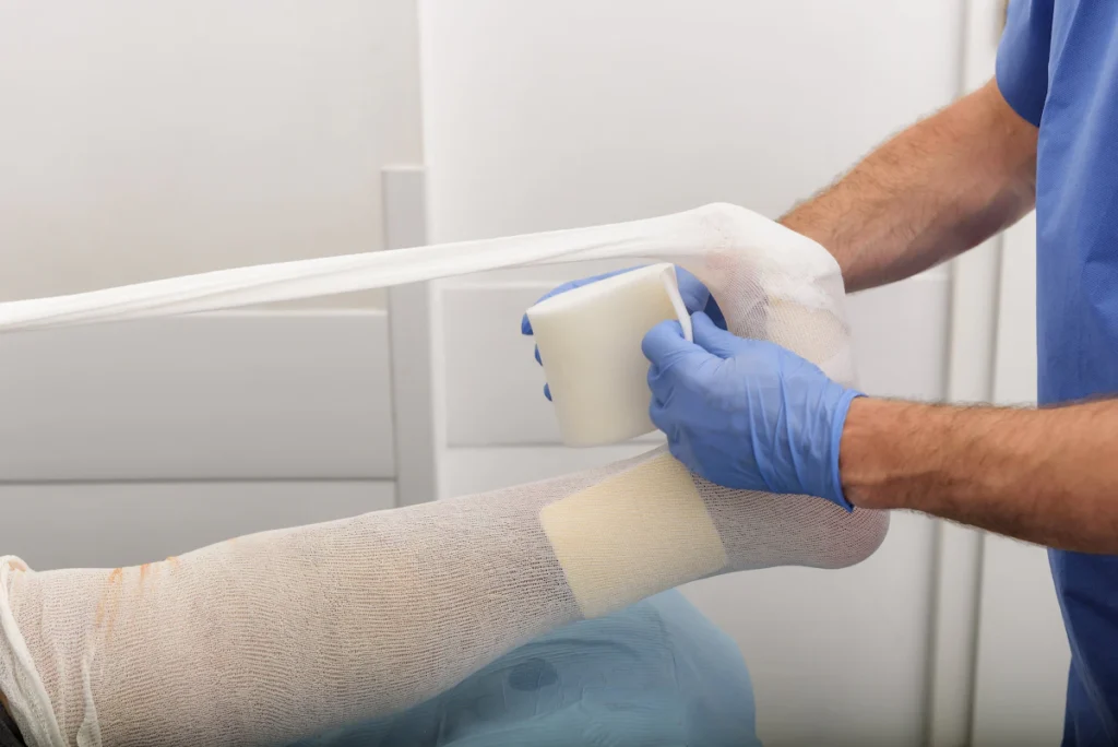 Wound dressing being applied, wound care in Islamabad